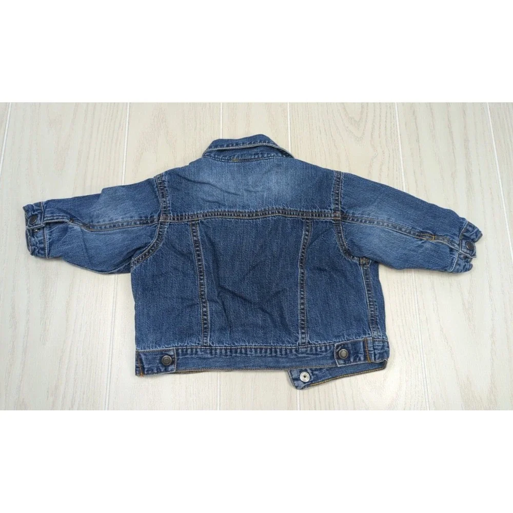 Baby Gap 6-12‎ months denim blue jean jacket gray lined vintage 2005